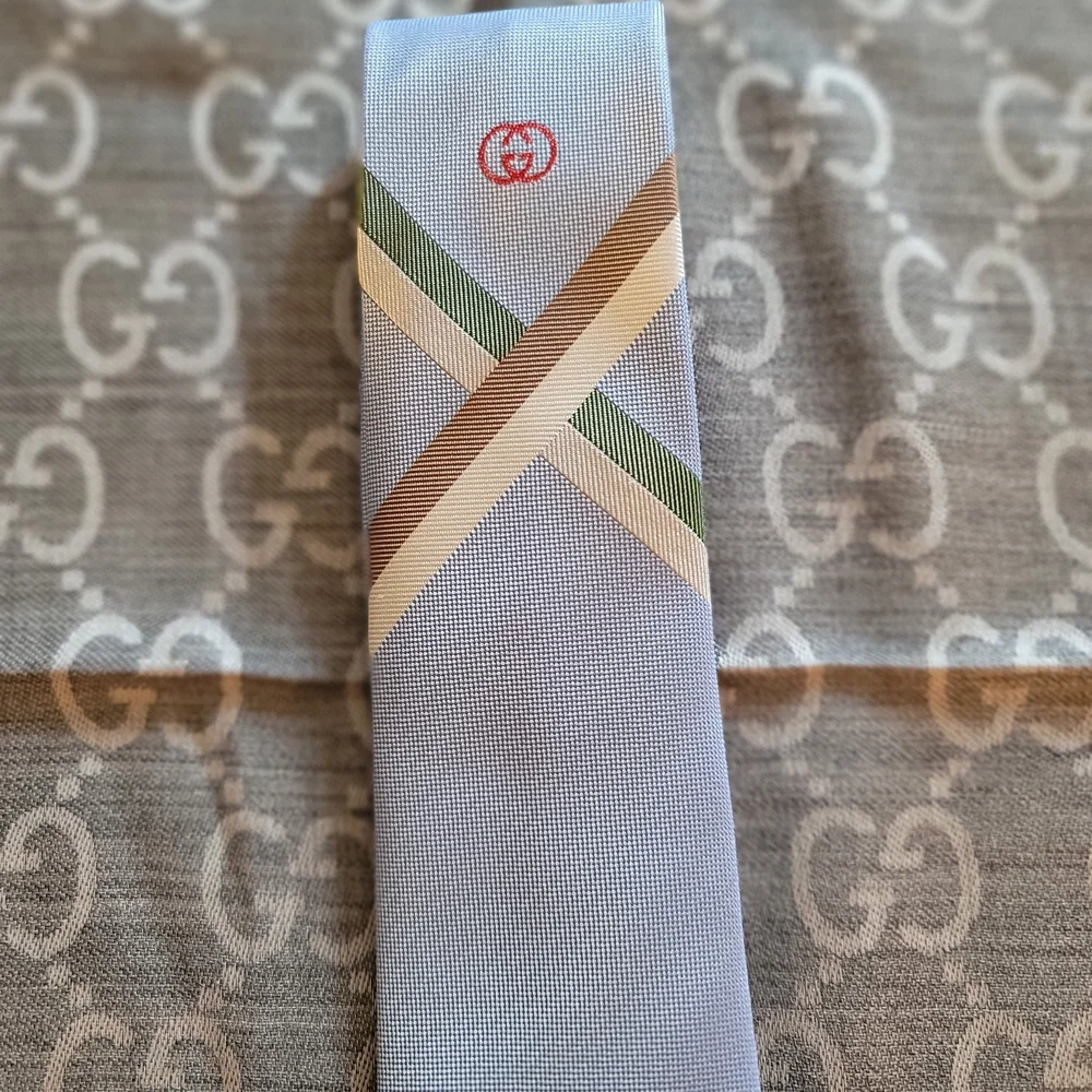 Gucci Light Blue and Green Tie